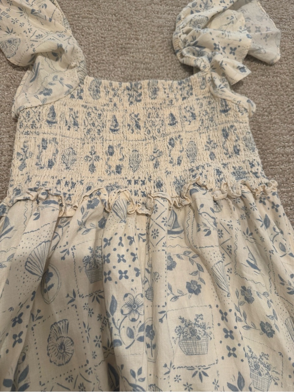 Rylee + Cru Francesca tile dress M linen blend beachy Mediterranean maxi - Picture 7 of 13